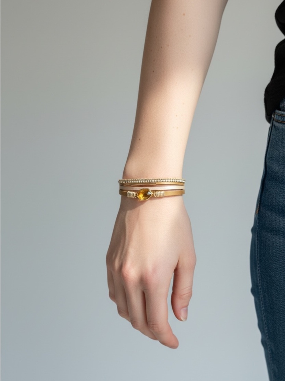 9/24 Gold-Tone Crystal Accent Women's Bracelet - Gold